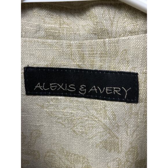 Alexis Avery Linen Blend Jacket Blazer Womens medium Floral Light Weight Beige - Picture 4 of 6